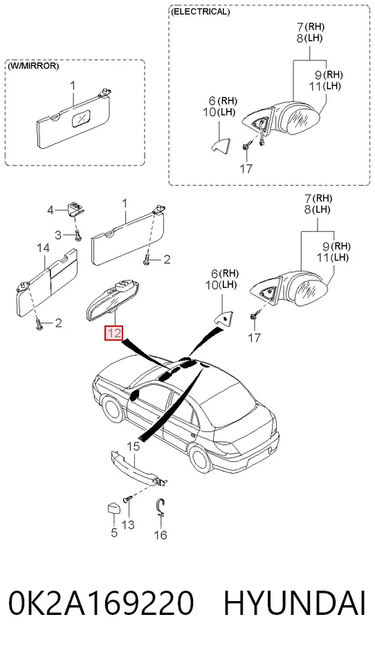 Espelho de salão interno KIA Carnival I