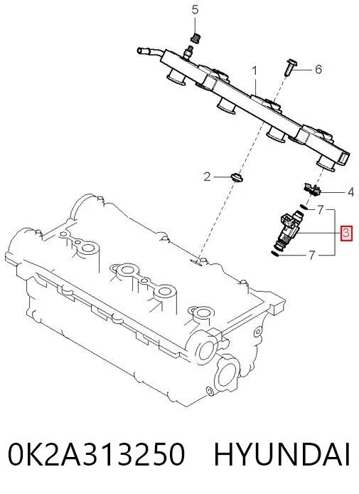 Injetor de injeção de combustível 0K2A313250 Hyundai/Kia