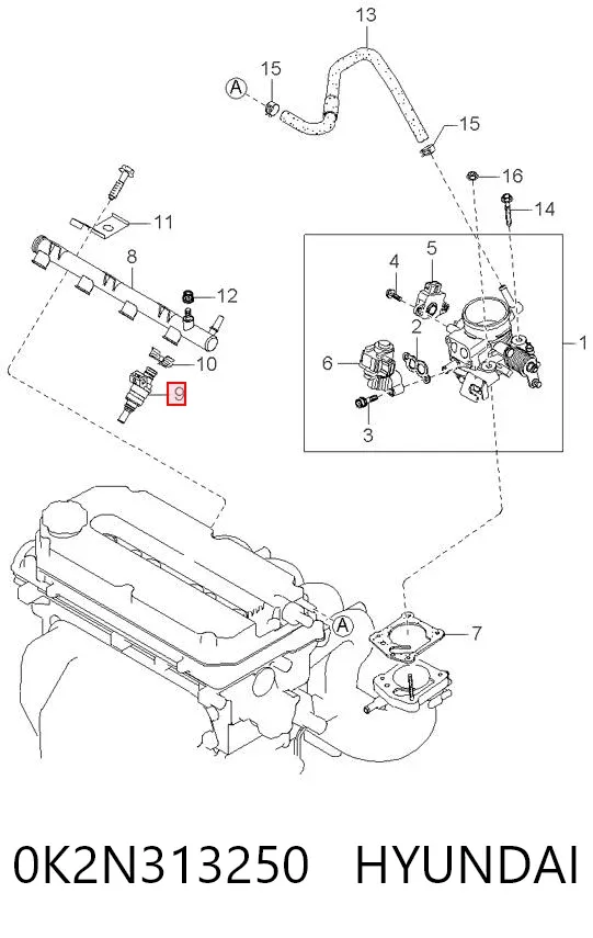 Injetor de injeção de combustível 0K2N313250 Hyundai/Kia