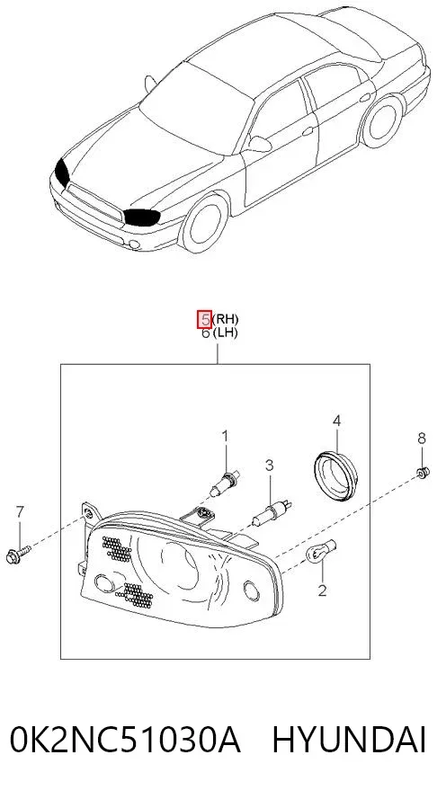 Luz direita 0K2NC51030A Hyundai/Kia