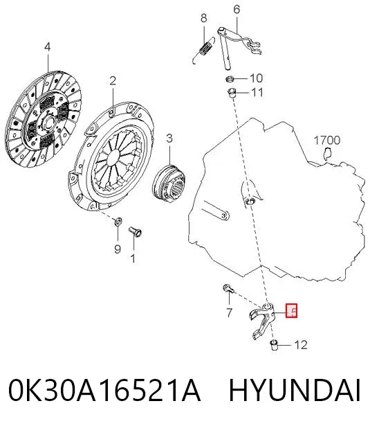 Forquilha de embraiagem 0K30A16521A Hyundai/Kia