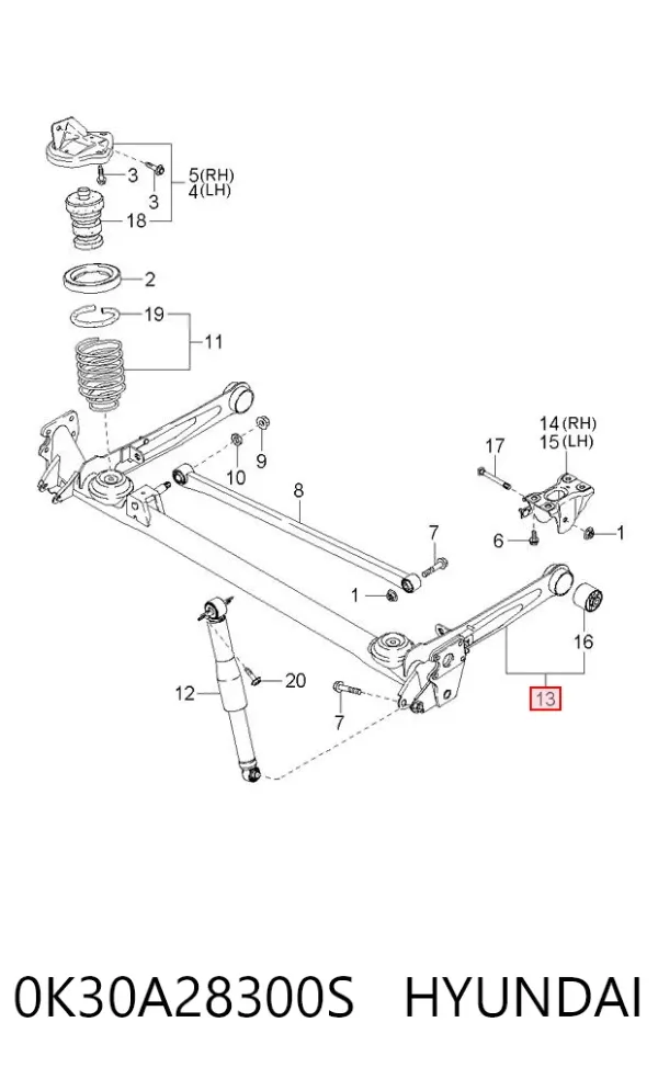 Viga de suspensão traseira (plataforma veicular) KIA Rio I