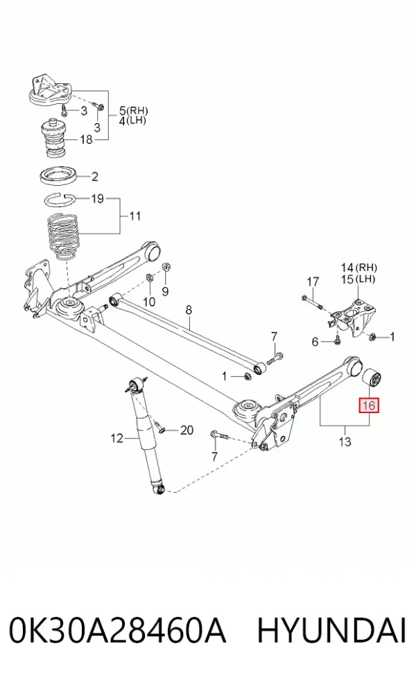 Bloco silencioso de viga traseira (de plataforma veicular) KIA Rio I