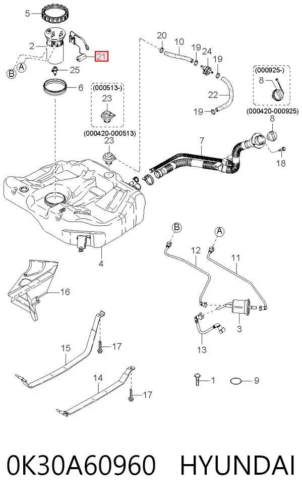 Sensor do nível de combustível no tanque KIA Rio I