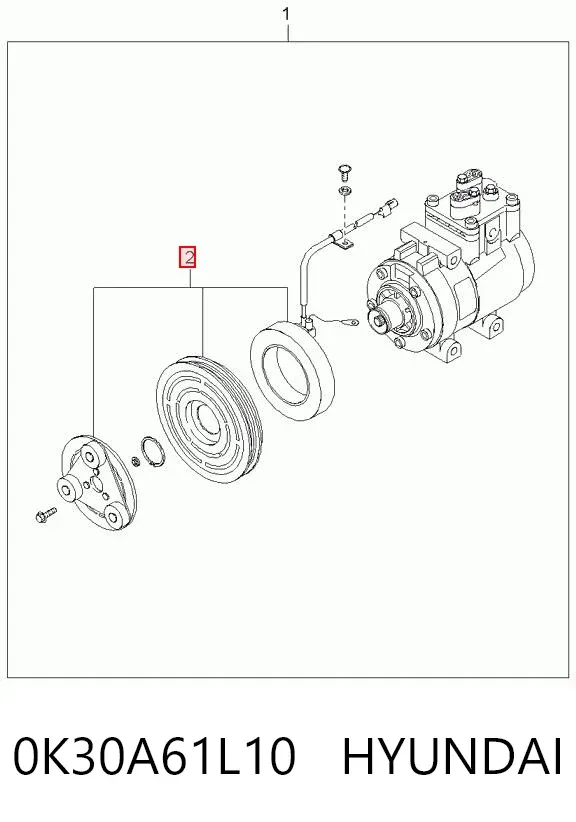 Acoplamento (bobina magnética) do compressor de aparelho de ar condicionado 0K30A61L10 Hyundai/Kia