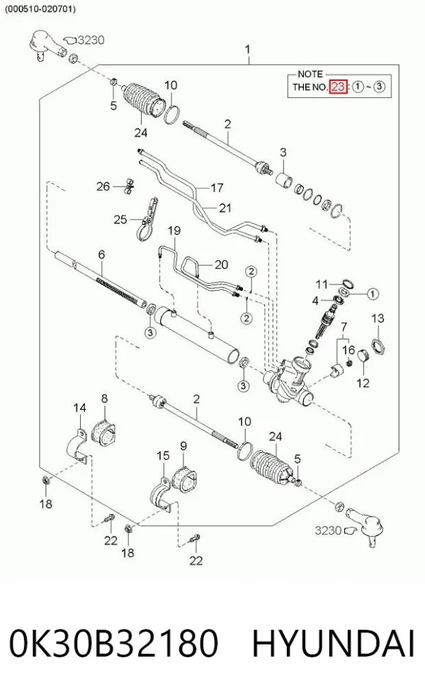 Kit de reparação da cremalheira da direção (do mecanismo), (kit de vedantes) KIA Rio I