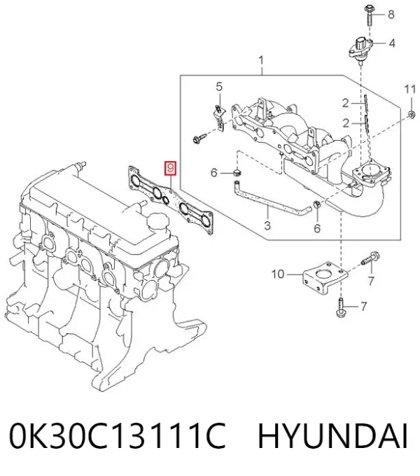 Vedante de tubo coletor de admissão KIA Rio I