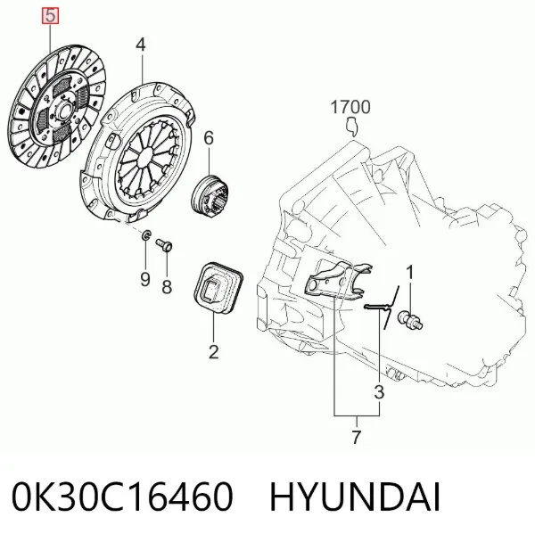 Disco de embraiagem 0K30C16460 Hyundai/Kia