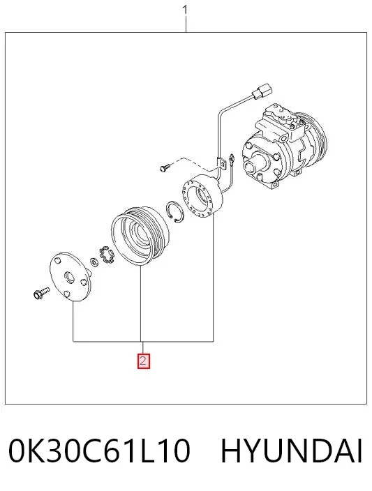 Acoplamento (bobina magnética) do compressor de aparelho de ar condicionado 0K30C61L10 Hyundai/Kia