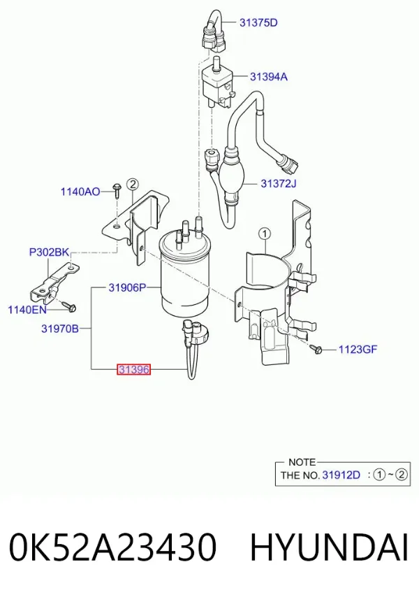Sensor do nível da água de filtro de combustível 0K52A23430 Hyundai/Kia