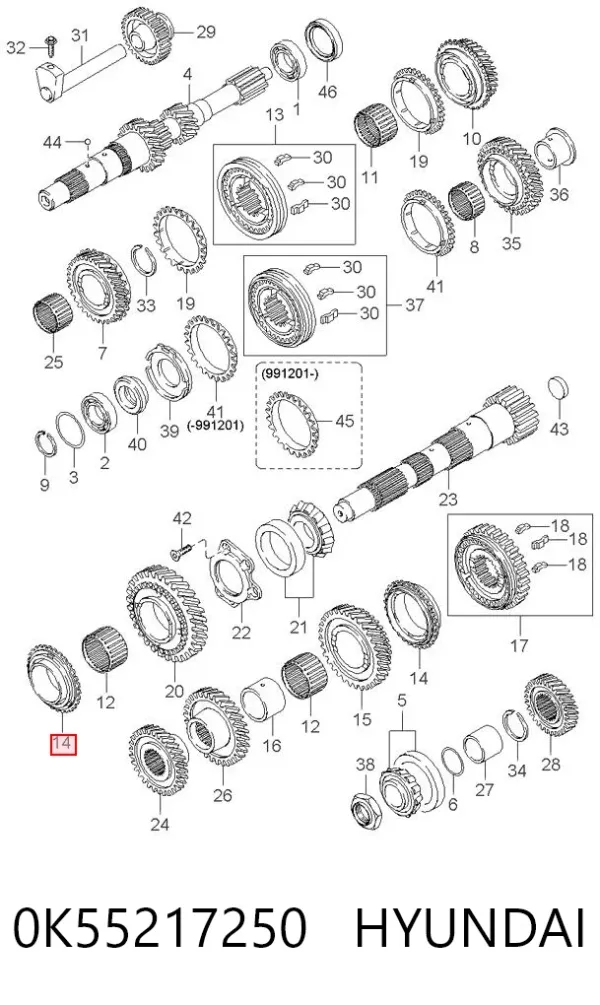 Anel de sincronizador 0K55217250 Hyundai/Kia