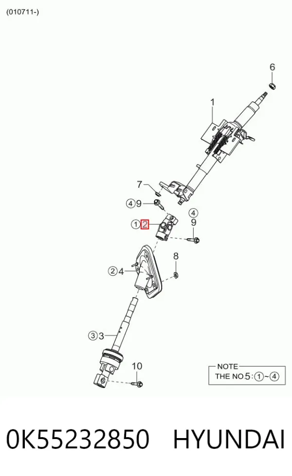Coluna da direção 0K55232850 Hyundai/Kia