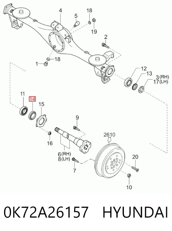 Rolamento de cubo traseiro 0K72A26157 Hyundai/Kia