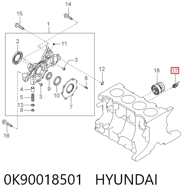 Sensor de pressão de óleo 0K90018501 Hyundai/Kia