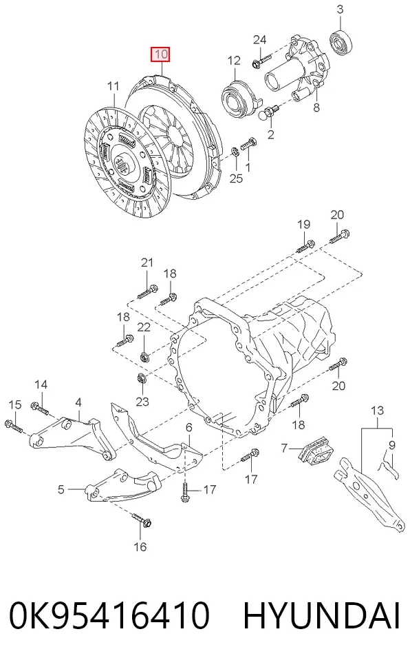 Cesta de embraiagem 0K95416410 Hyundai/Kia