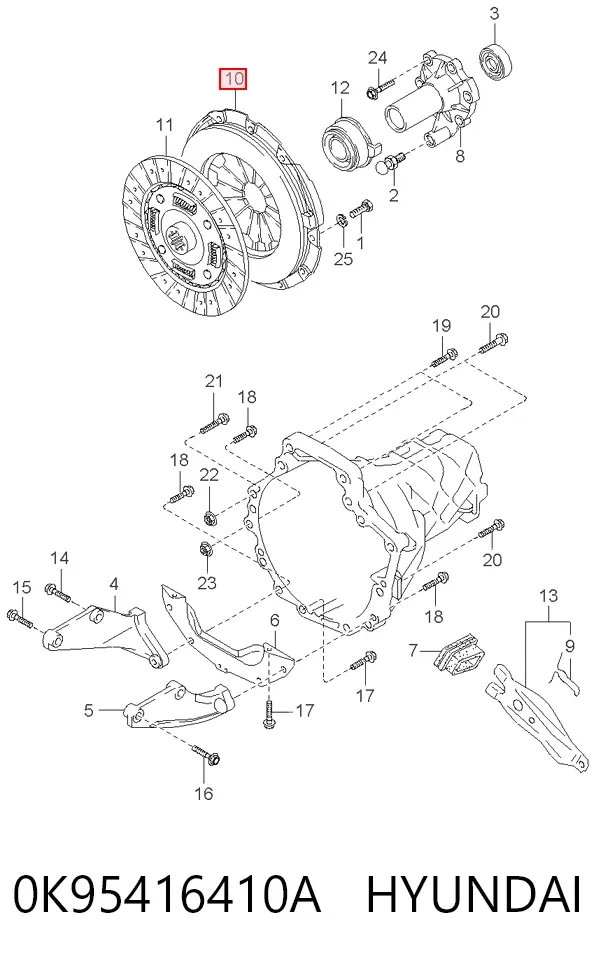 Cesta de embraiagem 0K95416410A Hyundai/Kia