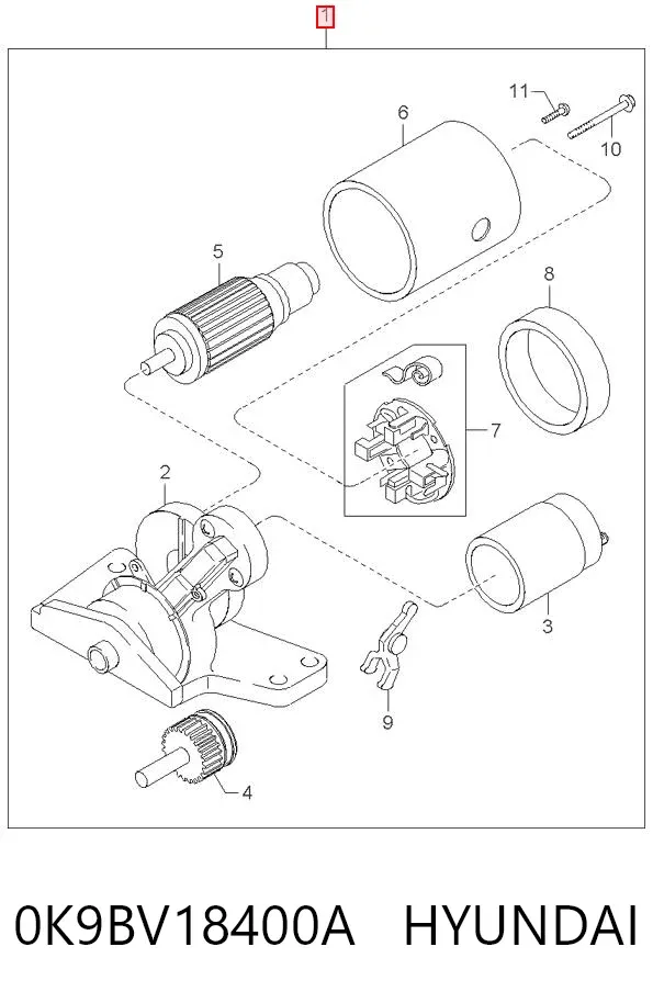 Motor de arranco 0K9BV18400A Hyundai/Kia