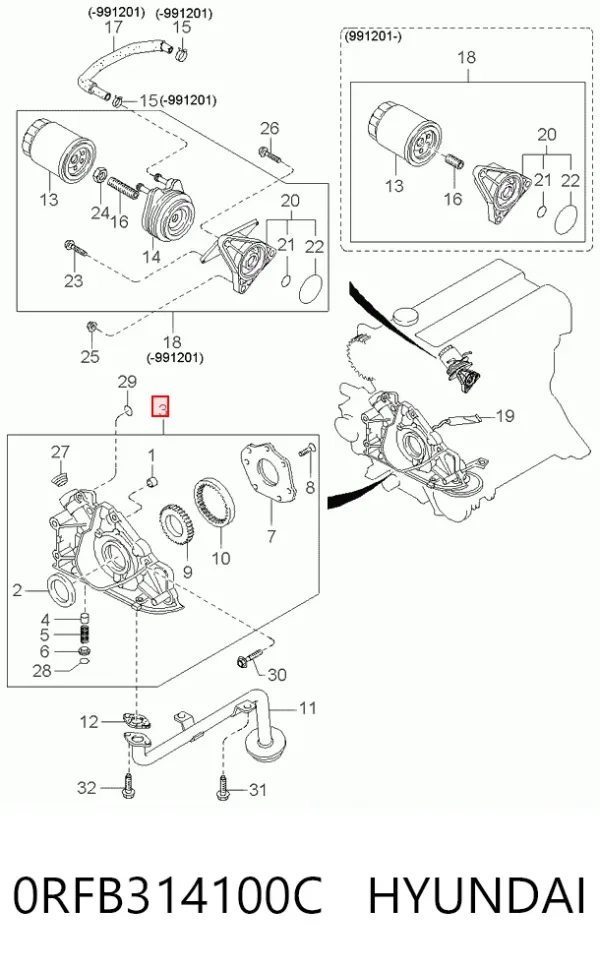 Bomba de óleo 0RFB314100C Hyundai/Kia