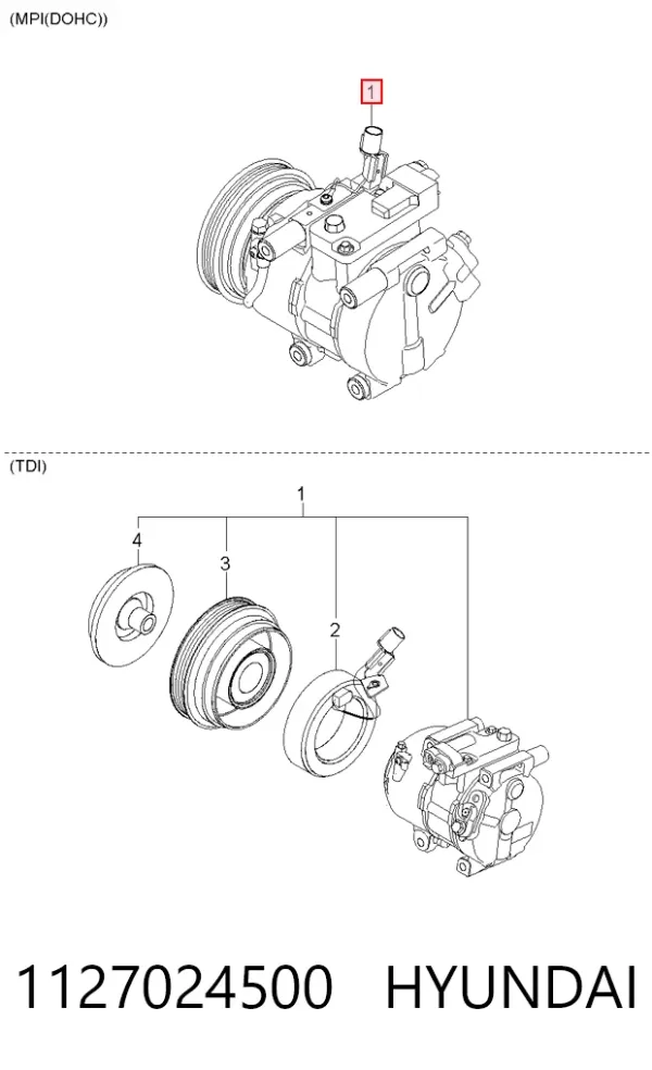 Compressor de aparelho de ar condicionado 1127024500 Hyundai/Kia