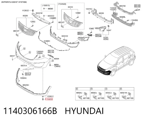 Parafuso 1140306166B Hyundai/Kia