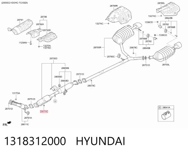 Porca de tubo coletor de escape 1318312000 Hyundai/Kia