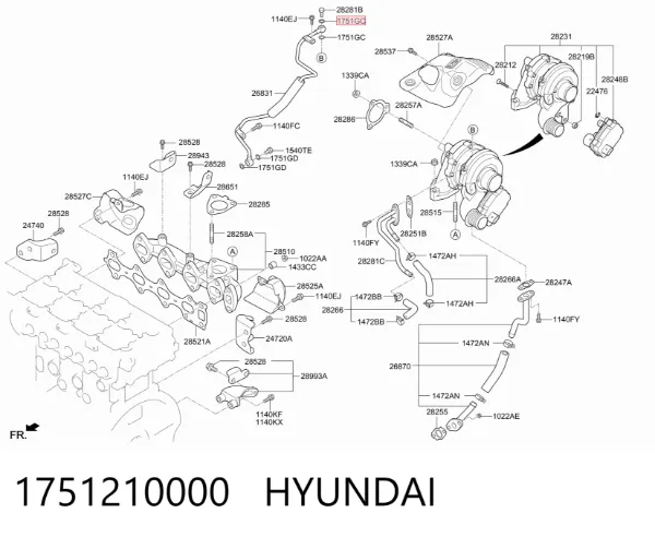 Vedante de rolha de panela de motor 1751210000 Hyundai/Kia