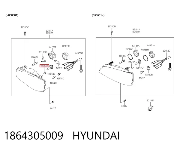 Lâmpada de quebra-luz de iluminação de salão/de cabina 1864305009 Hyundai/Kia