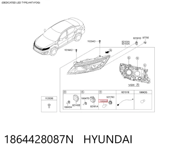 Lâmpada 1864428087N Hyundai/Kia