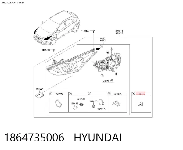 Lâmpada de xénon 1864735006 Hyundai/Kia