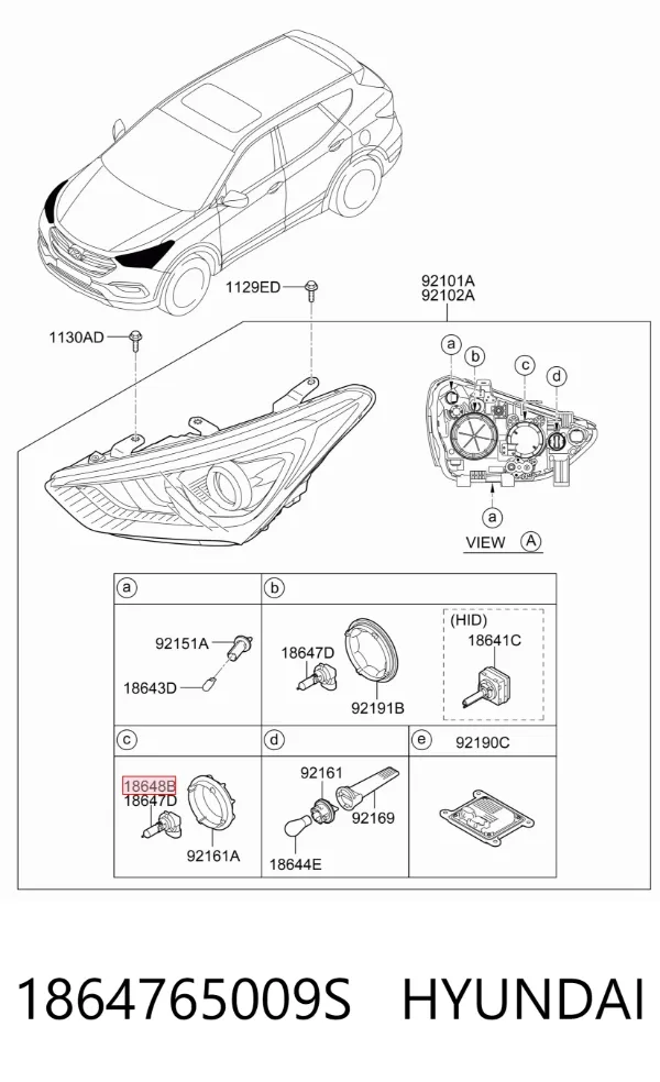 Lâmpada halógena, luzes máximas 1864765009S Hyundai/Kia