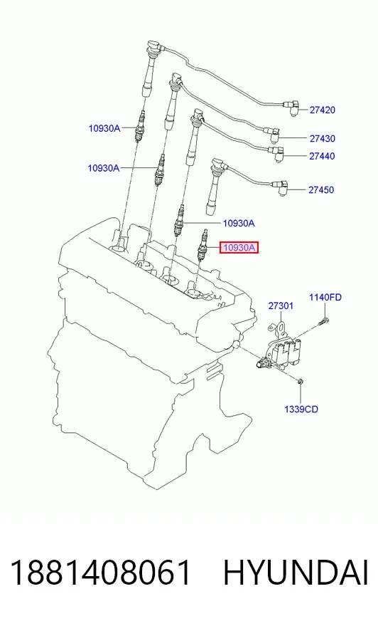 Vela de ignição 1881408061 Hyundai/Kia