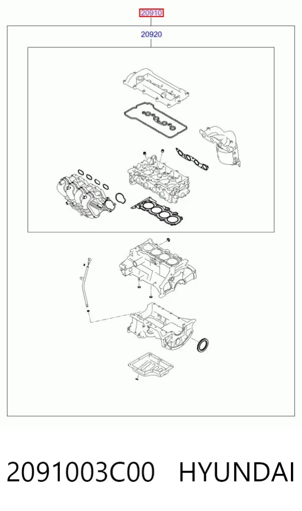 Kit de vedantes de motor completo 2091003C00 Hyundai/Kia