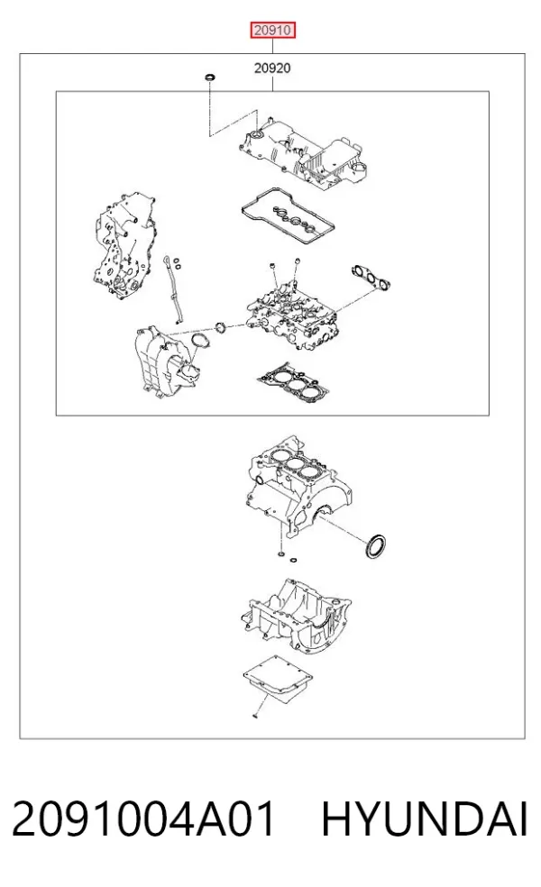 Kit de vedantes de motor completo 2091004A01 Hyundai/Kia