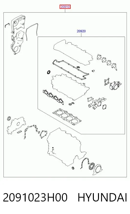Kit de vedantes de motor completo 2091023H00 Hyundai/Kia