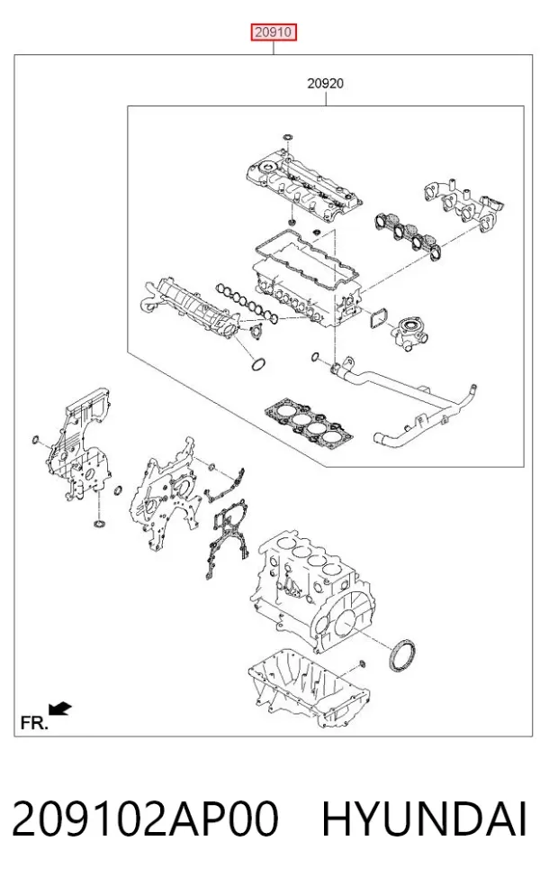 Kit de vedantes de motor completo 209102AP00 Hyundai/Kia