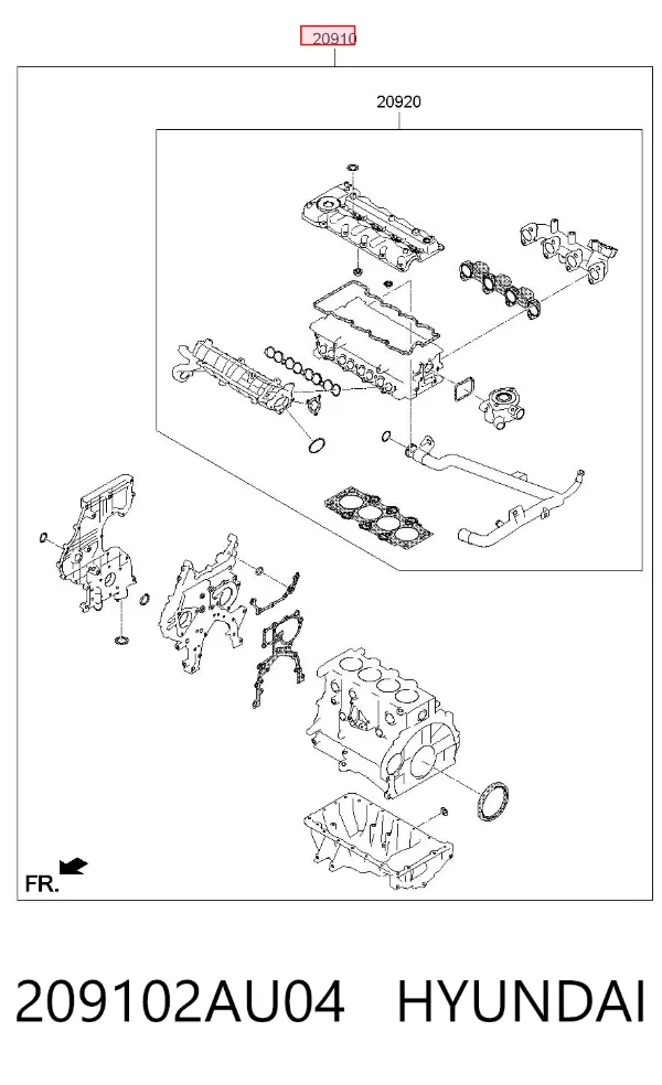Kit de vedantes de motor completo 209102AU04 Hyundai/Kia