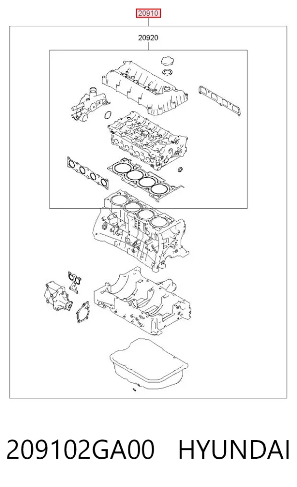 Kit de vedantes de motor completo 209102GA00 Hyundai/Kia