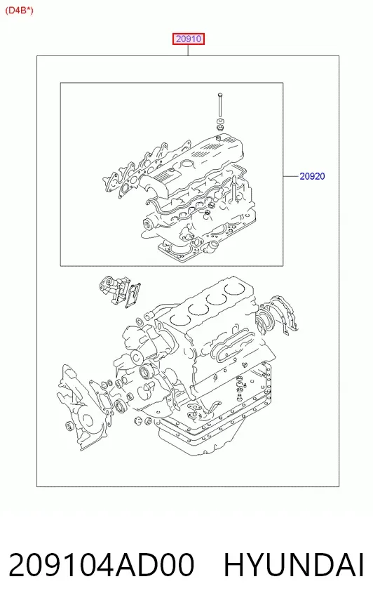 Kit de vedantes de motor completo Hyundai H-1 STAREX Starex