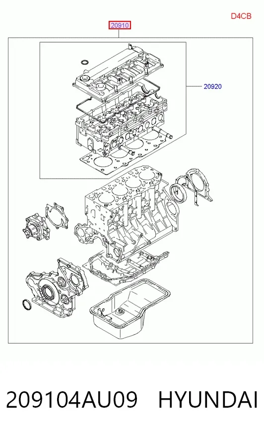 Kit de vedantes de motor completo 209104AU09 Hyundai/Kia