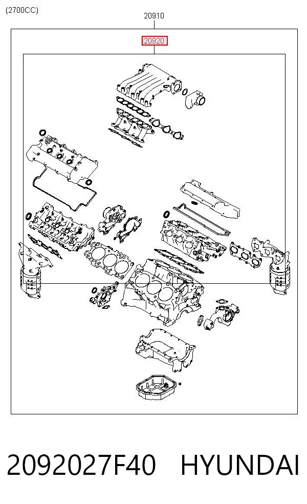 Kit superior de vedantes de motor 2092027F40 Hyundai/Kia