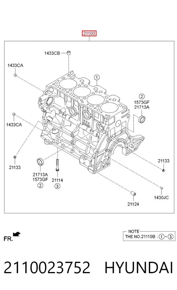 Bloco de cilindros de motor 2110023752 Hyundai/Kia