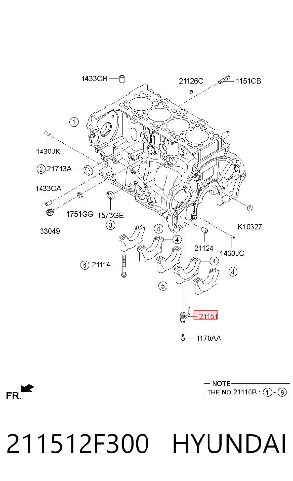 Injetor de óleo 211512F300 Hyundai/Kia