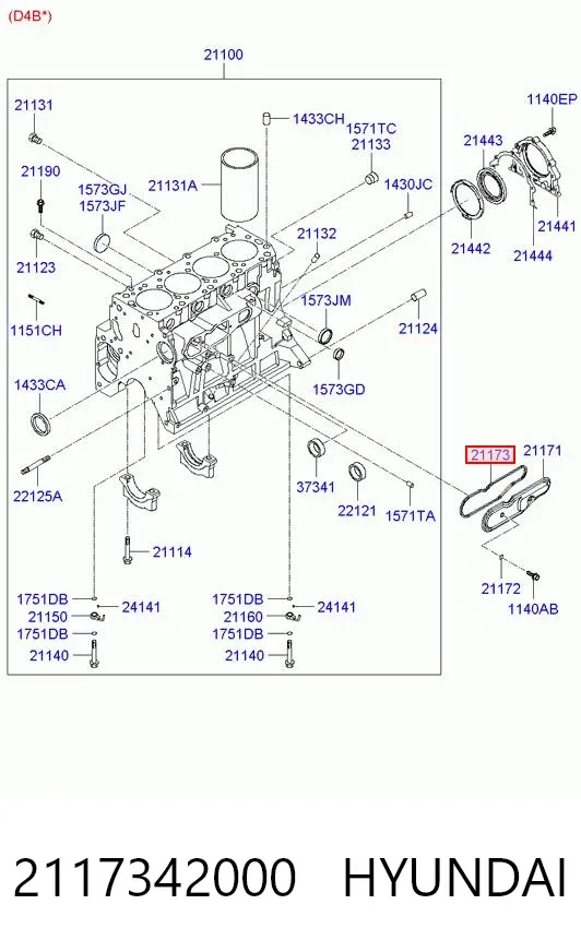 Vedante de tampa traseira do bloco de cilindros 2117342000 Hyundai/Kia