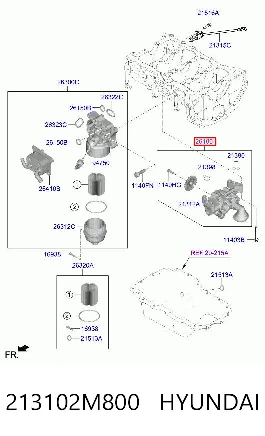 Bomba de óleo 213102M800 Hyundai/Kia