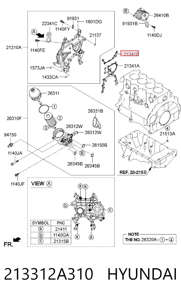Vedante superior de tampa dianteira de motor 213312A310 Hyundai/Kia