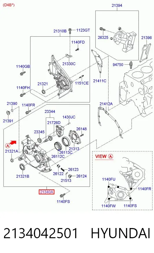 Bomba de óleo 2134042501 Hyundai/Kia