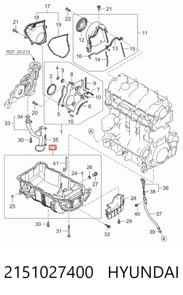 Panela de óleo de cárter do motor 2151027400 Hyundai/Kia