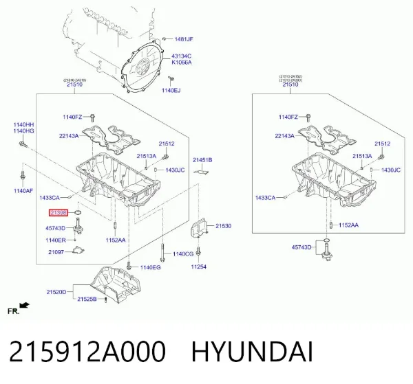 Vedante anular de sensor do nível de óleo 215912A000 Hyundai/Kia