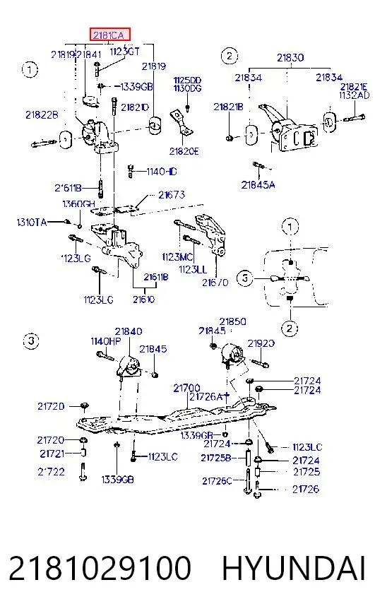 Coxim (suporte) direito de motor 2181029100 Hyundai/Kia