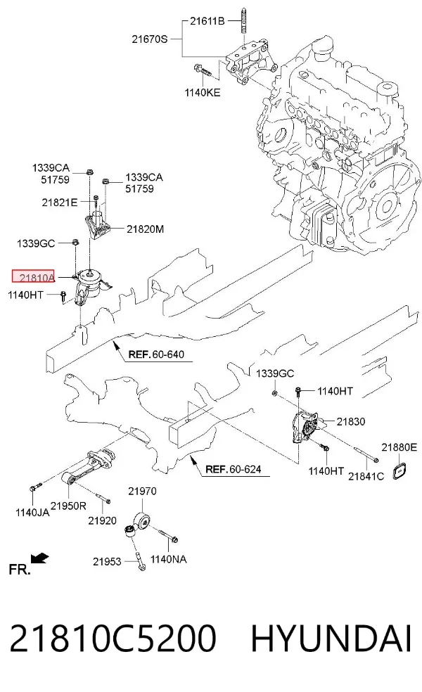 Coxim (suporte) direito de motor 21810C5200 Hyundai/Kia
